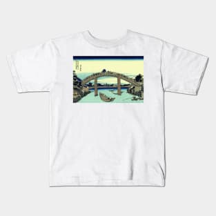 Vector image of Fuji seen through the Mannen bridge at Fukagawa Kids T-Shirt